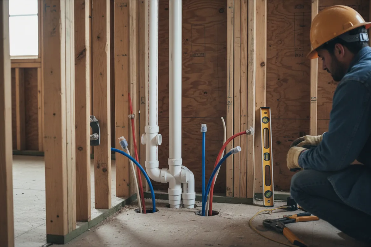 Drain and supply rough-in during Drain Cleaning in Little Hocking