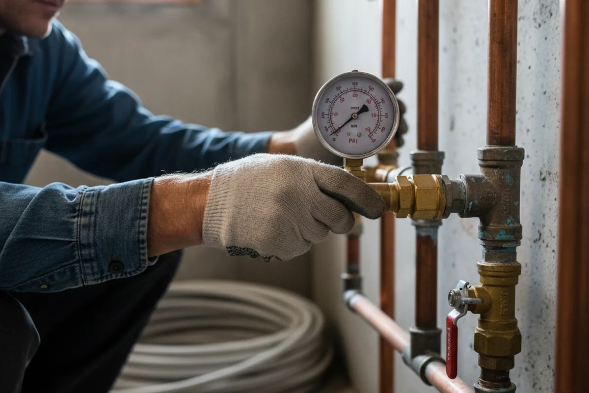 Pressure testing a repaired line during Water Line Repair in Little Hocking